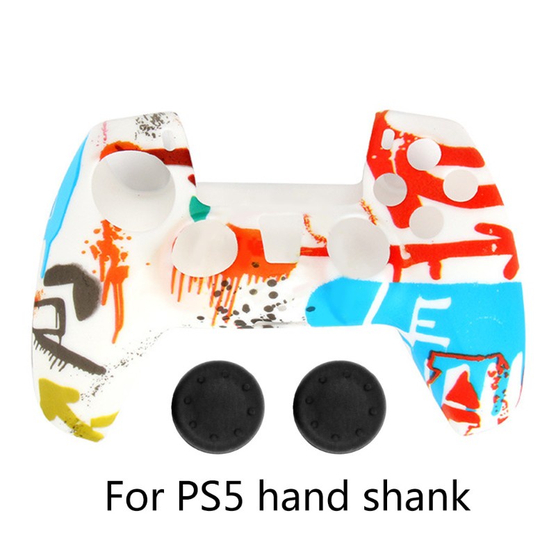 Vỏ silicon bảo vệ tay cầm chơi game và nắp gắn cần điều khiển chống bụi cho PlayStation PS5