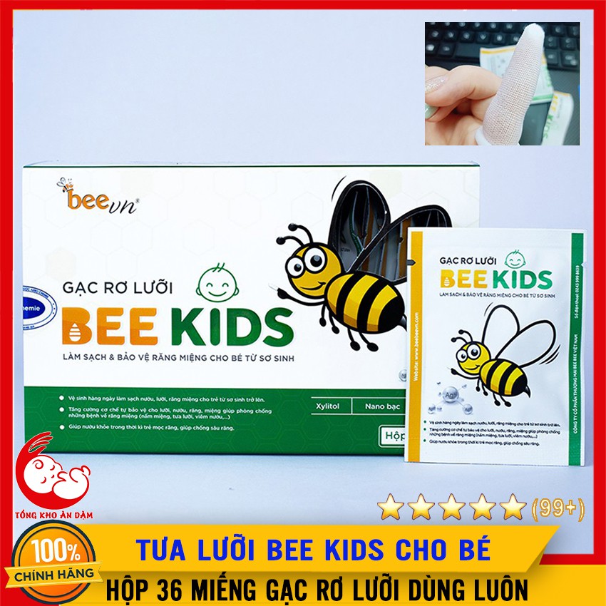 [Mã SKAMLTSM9 giảm 10% đơn 99K] Hộp 36 Gói Gạc Tưa Lưỡi Sơ Sinh Bee Kids - 8936095880413