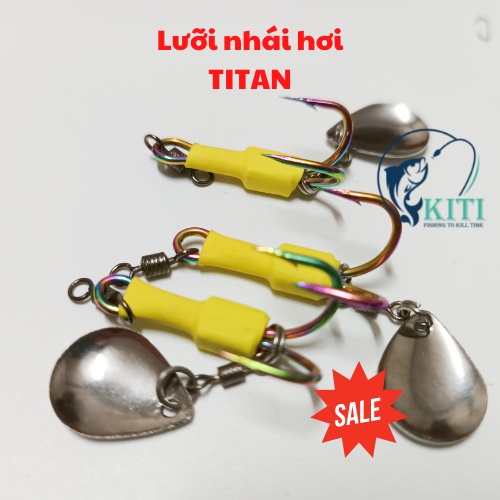 Lưỡi nhái hơi TITAN , Lưỡi câu đôi TITAN dùng để câu lure, câu cá lóc làm bằng Titan , đầy đủ phụ kiên
