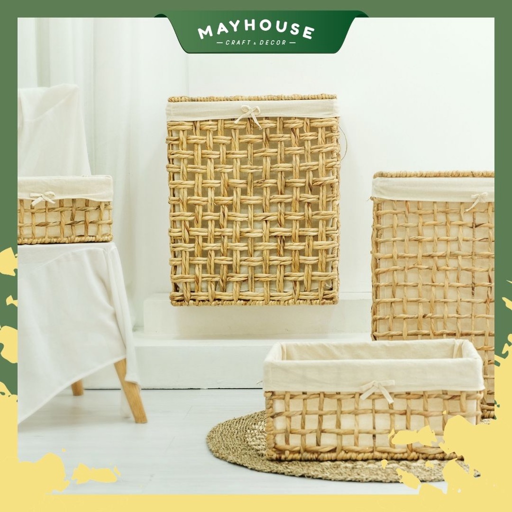 Giỏ lục bình đựng đồ MAYHOUSE CRAFT&DECOR, đựng quần áo, decor trang trí nhà cửa