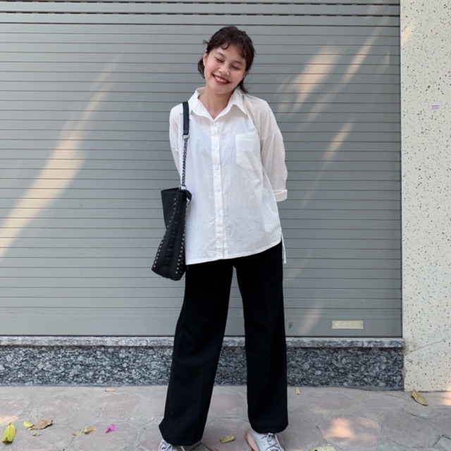 Áo sơ mi cổ đức vạt chéo