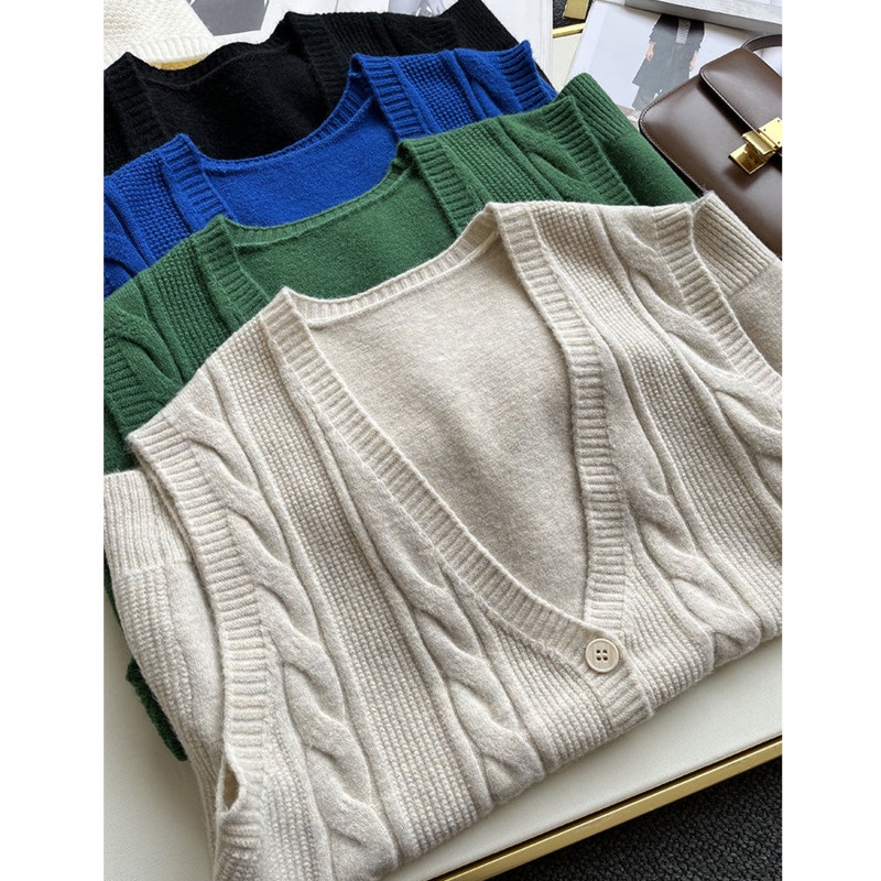 Áo Sweater Dệt Kim Sát Nách Dáng Rộng Màu Trơn Kiểu Hàn Quốc Thời Trang Mùa Thu Năng Động