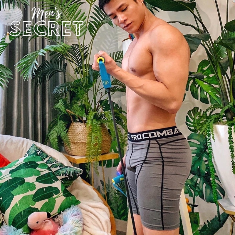☍☃❏Quần Legging thể thao nam PRO COMBAT Dáng ngắn - giữ nhiệt dạng đùi chuyên GYM Bóng Rổ Đá Banh MEN'S SECRET