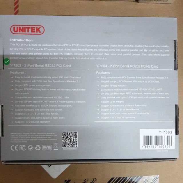 Card pci - com Unitek y-7503