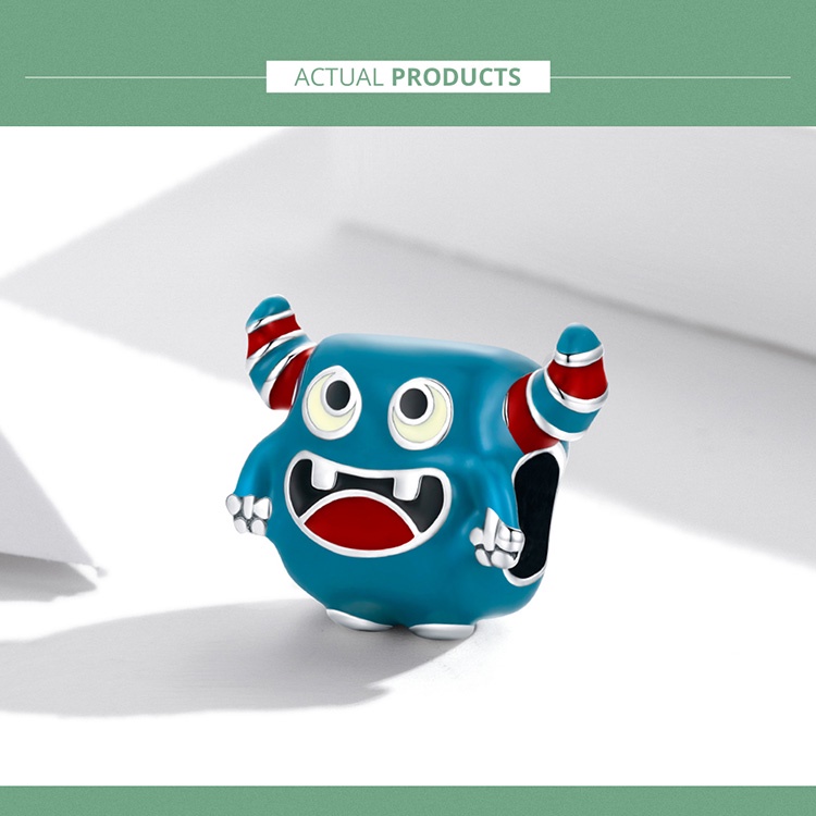 Phụ kiện hạt xỏ BAMOER SCC2055 bạc 925 hình quái vật vui vẻ thời trang dành cho làm vòng đeo tay DIY