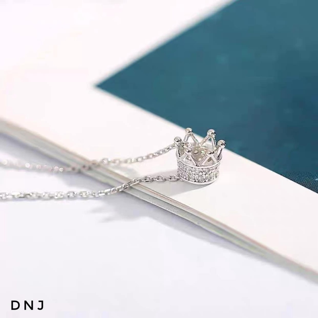 Dây chuyền nữ bạc thật mặt vương miện nạm đá nhỏ thời trang - Vòng cổ bạc Bibi silver