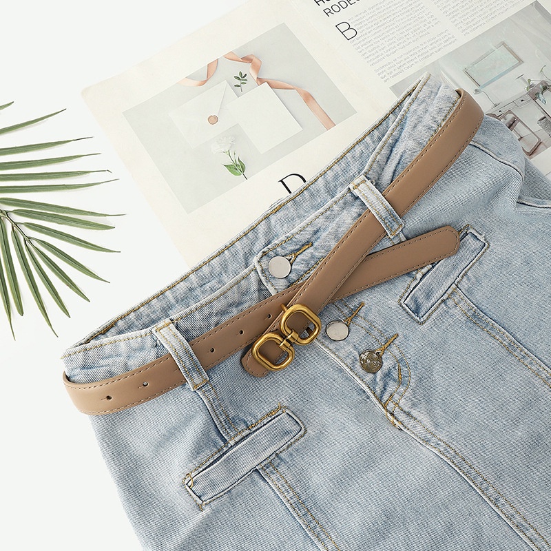 Thắt Lưng Da PU Khóa Kim Loại 8 Lỗ Thời Trang Cho Nữ