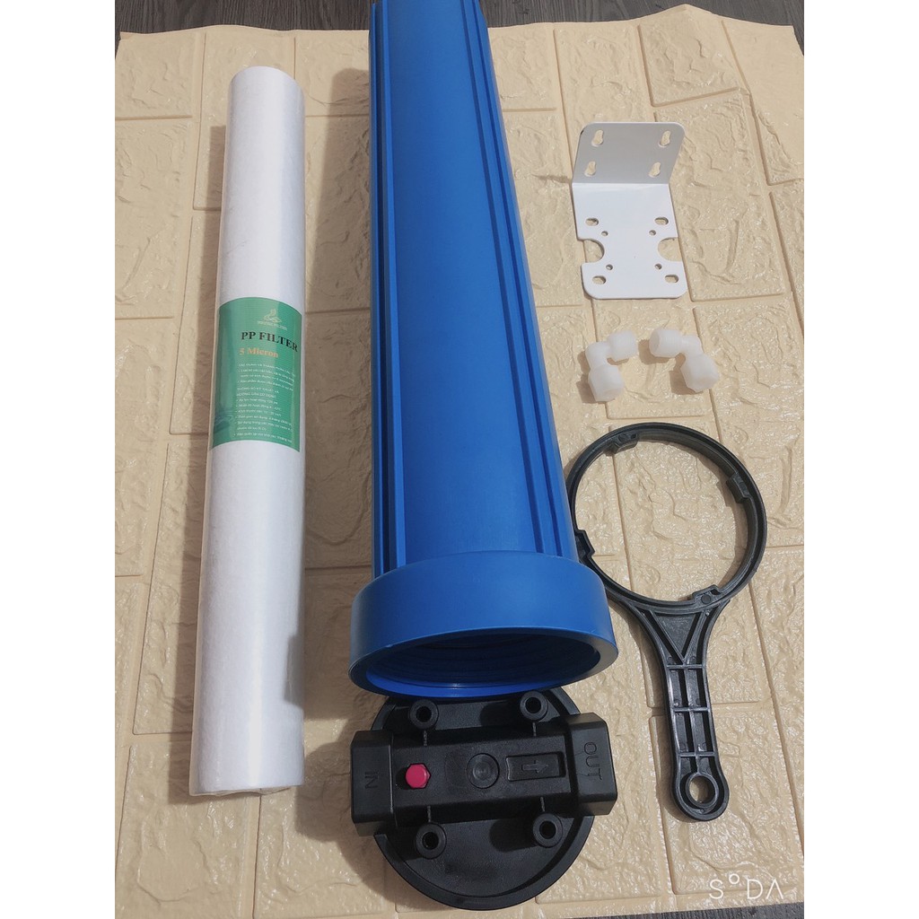 Bộ Lọc Thô 20 Inch Xanh Dương ( ren 27 không kèm cút, các loại ren còn loại full phụ kiện)