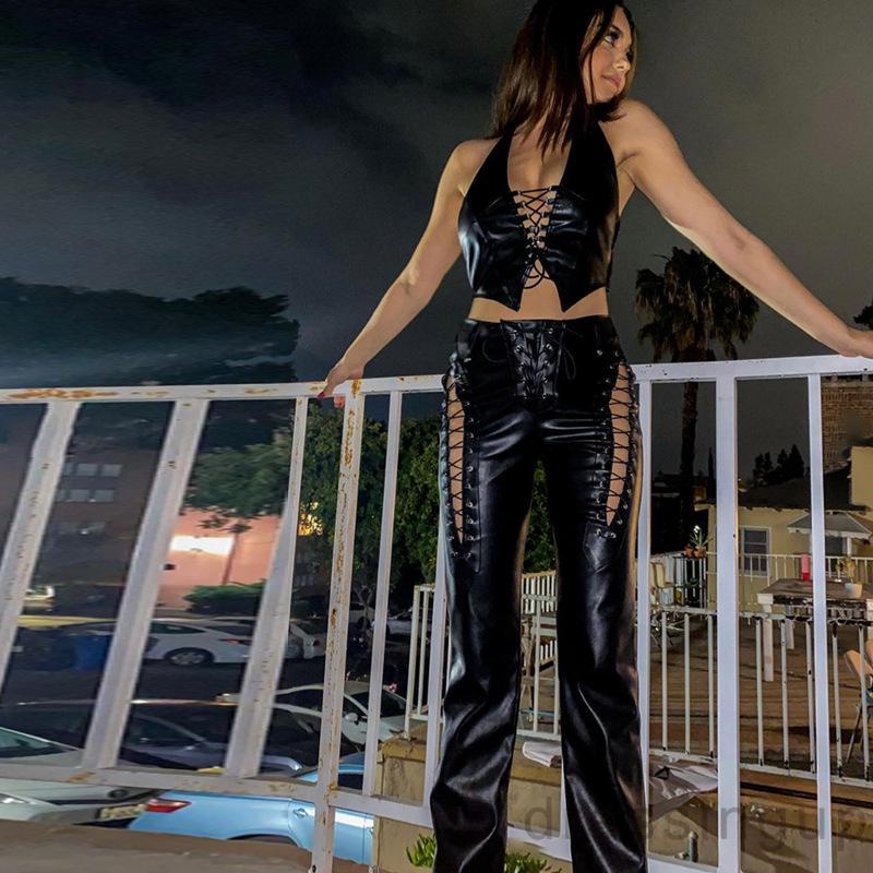 Quần da lưng cao dáng ôm màu trơn thời trang sành điệu cho nữ