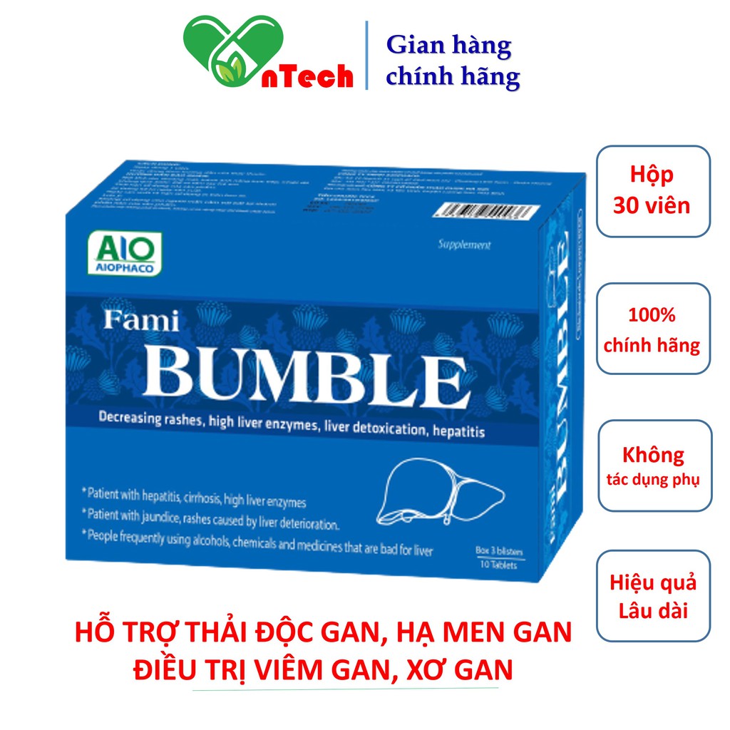 Bổ gan Goldwings BUMBLE thanh nhiệt thải độc gan hạ men gan bảo vệ tế bào gan tăng cường chức năng gan hộp 30 viên