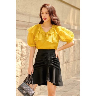 Áo lụa bèo hai tầng vàng -HBSM764