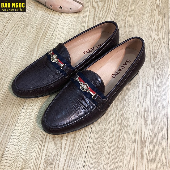 Giày Lười Da Sần Nâu Băng Xích Thời Trang, Giày Nam Công Sở - Da Bò Nguyên Tấm, Đế Cao Su Đúc - Màu Nâu - Hàng Việt Nam | BigBuy360 - bigbuy360.vn