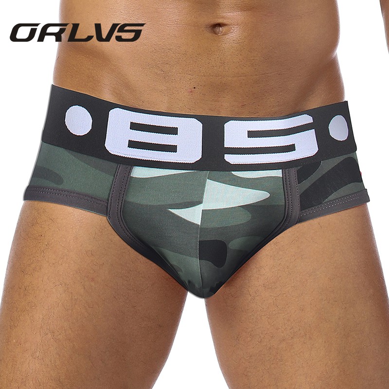 ORLVS Quần lót lưng thấp bằng cotton thoáng khí họa tiết rằn ri gợi cảm cho nam BS141