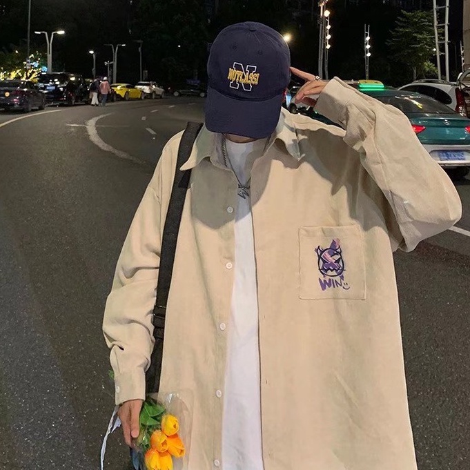 Áo Sơ Mi Nam Nhung Kẻ Dài Tay In Hình Giản Dị Thời Trang Hàn Quốc Dành Cho áo sơ mi nam form rộng đồ đôi nam nữ  áo sơ mi tay dài unisex áo sơ mi caro nữ