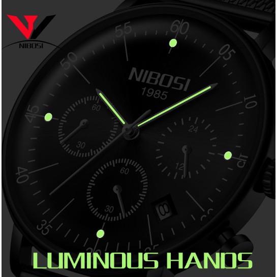 Đồng hồ nam dây lưới thép Nibosi 2331 fullbox
