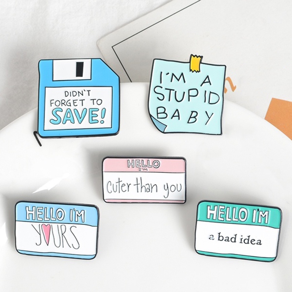 Ghim cài áo tráng men hình dáng miếng giấy ghi chú độc đáo sáng tạo