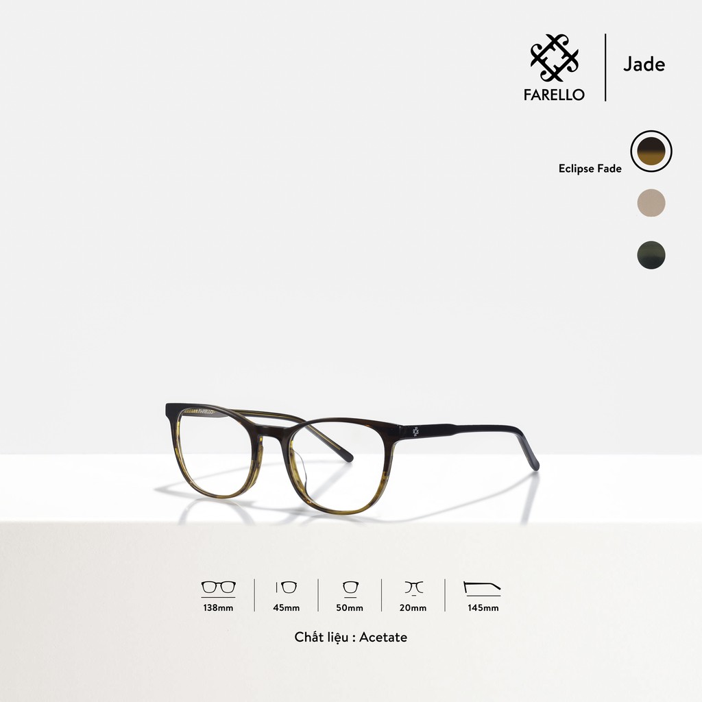 Gọng kính nữ cao cấp FARELLO Jade mắt tròn Acetate bền dẻo thiết kế hiện đại màu sắc thời trang