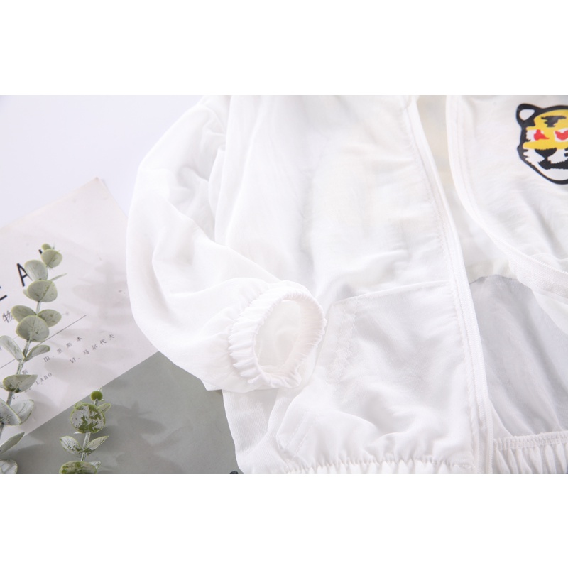 Áo Khoác Chống Nắng Tay Dài Có Khóa Kéo In Họa Tiết Hoạt Hình Kích Thước 80-120cm Thời Trang Mùa Hè Cho Bé