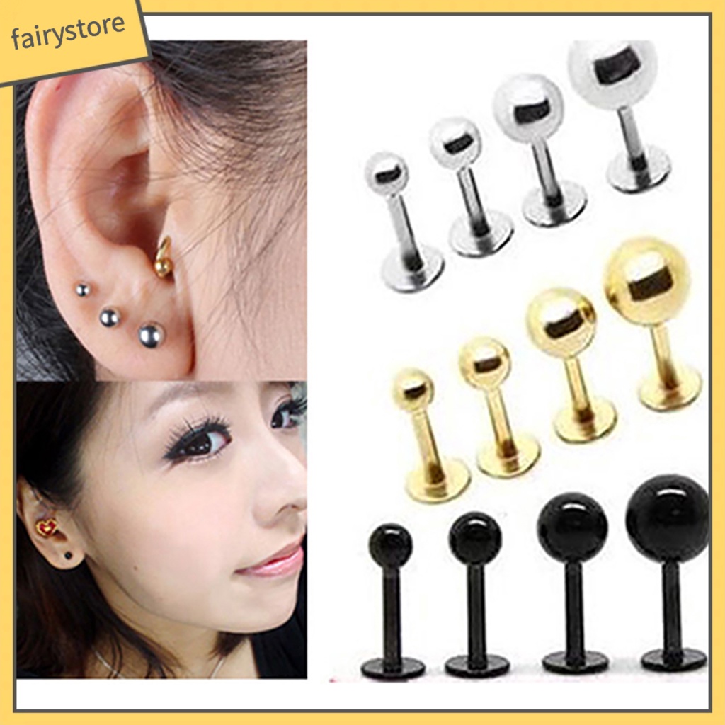 Khuyên Tai Hình Quả Tạ Bằng Thép Titan Đơn Giản Dễ Phối Đồ Cho Nữ