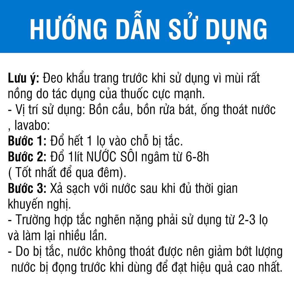 Bột thông cống HGO SUPER thông tắc bồn cầu, bồn rửa bát, đường ống cực mạnh - Hộp 250g