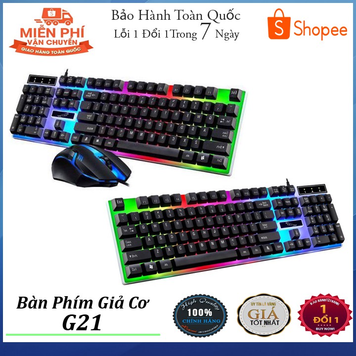Bàn phím G21 LED giả cơ - Tặng Kèm Chuột Gaming - Combo Phím Chuột Cho Game Thủ