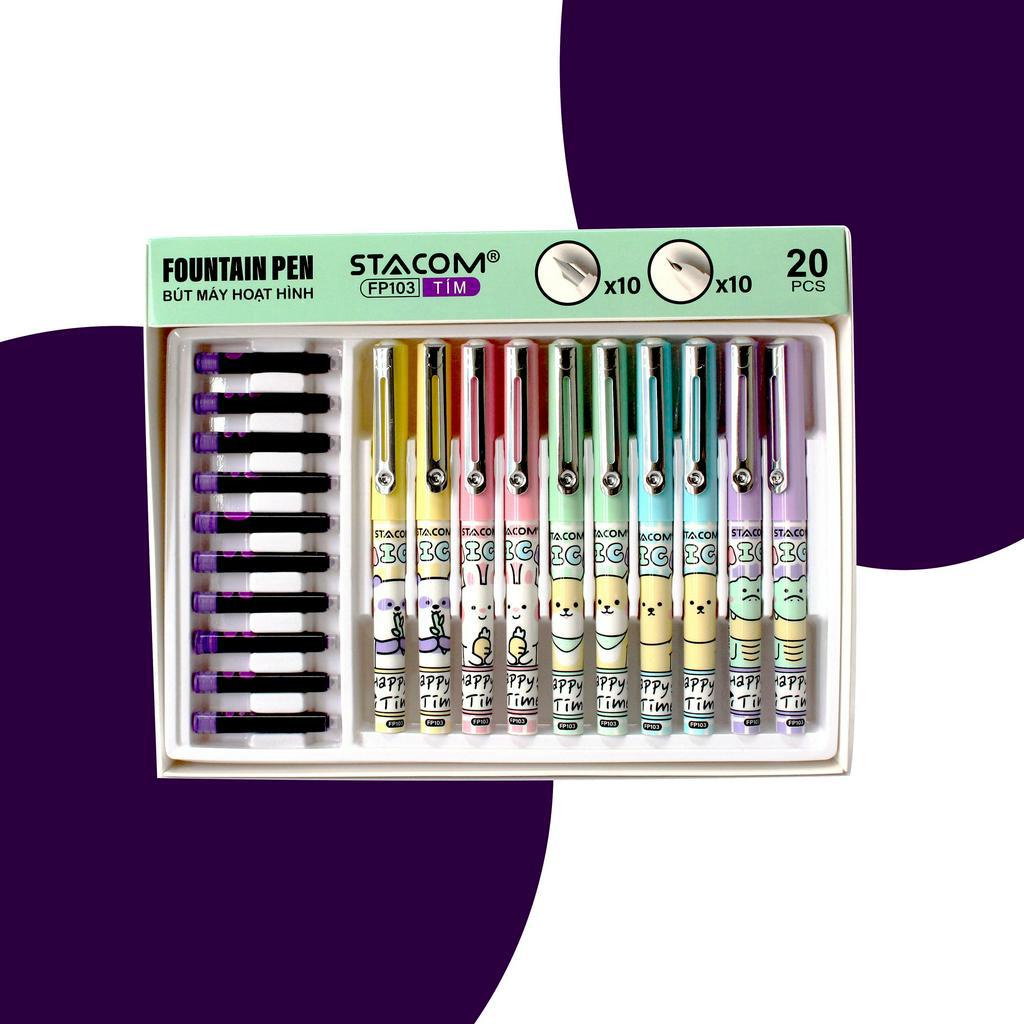 Bút máy hoạt hình Nice mực xanh/tím (tặng ruột) Stacom FP103