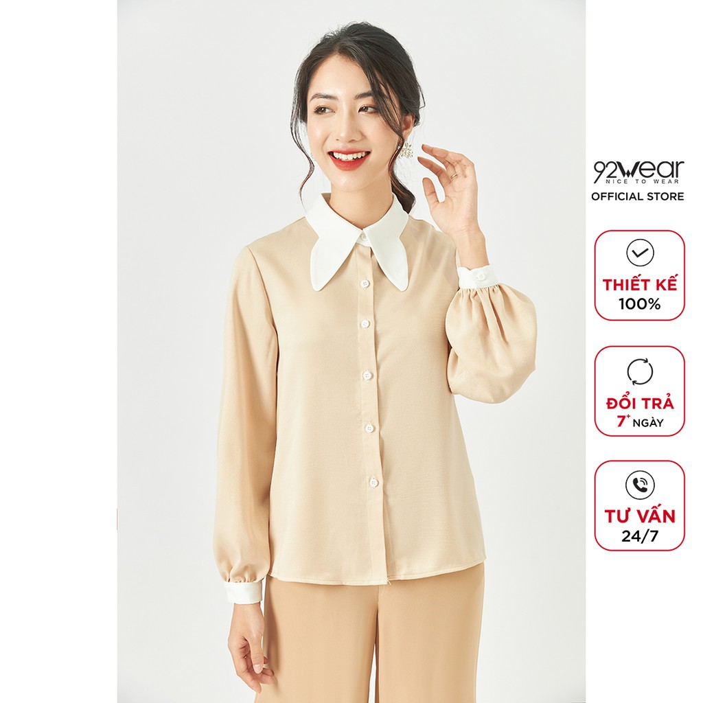Áo sơ mi nữ dài tay 92WEAR thiết kế công sở thanh lịch ASA1725