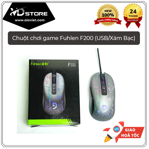 Chuột chơi game Fuhlen F200 (USB/Xám Bạc)