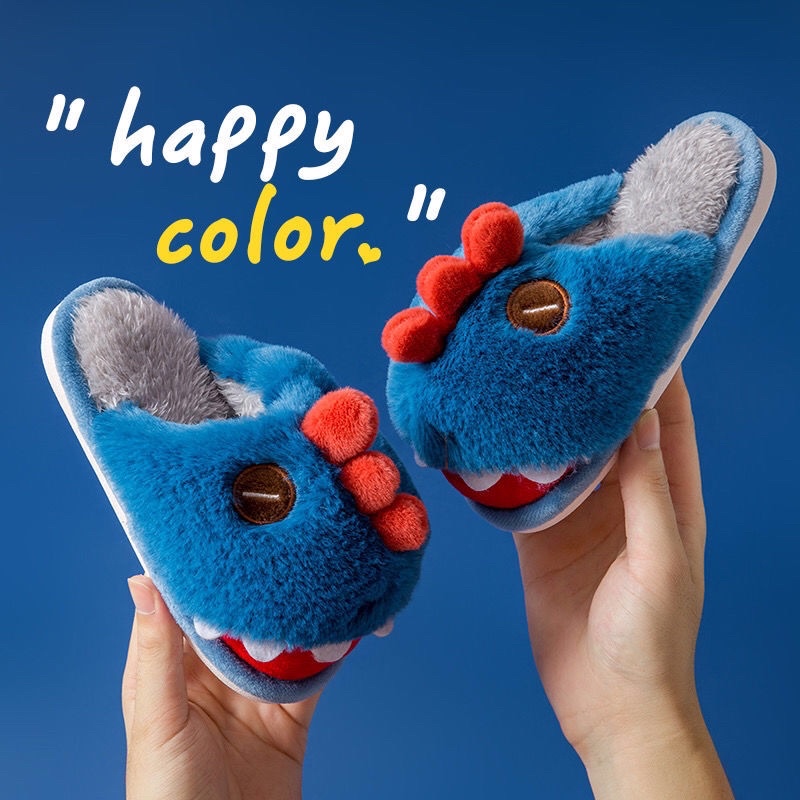 Dép lông khủng  long  mang trong  nhà  cho bé trai  và  bé  gái