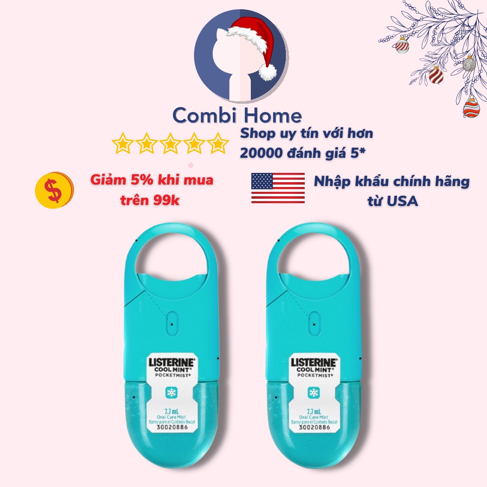 Xịt và ngậm thơm miệng Listerine Cool Mint nhập khẩu từ USA