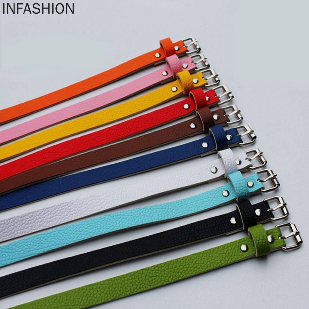 Dây thắt lưng da PU bản nhỏ có khóa cài kim loại 10 màu sắc tùy chọn cá tính thời trang dành cho nữ