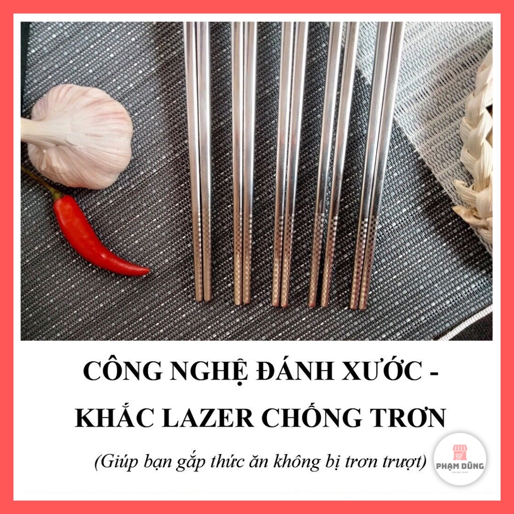 Bộ 5 đôi đũa inox 304 công nghệ Đức , combo 5 đôi đũa thép không rỉ