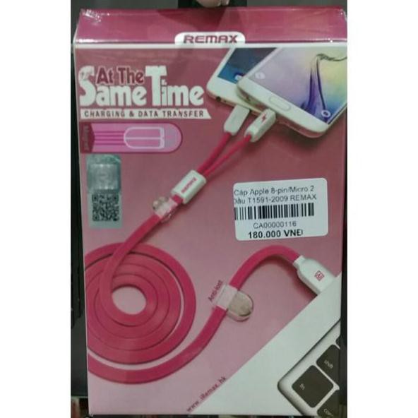 Cáp Apple 8-pin/Micro 2 Đầu T1591-2009 REMAX Hồng