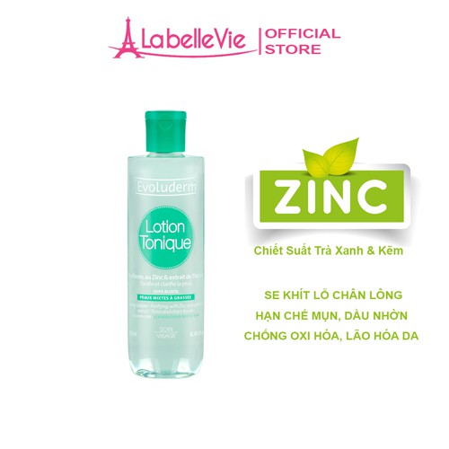 Nước hoa hồng Evoluderm giúp se khít lỗ chân lông dưỡng ẩm làm sạch cân bằng da dành cho da dầu, da mụn 250ml