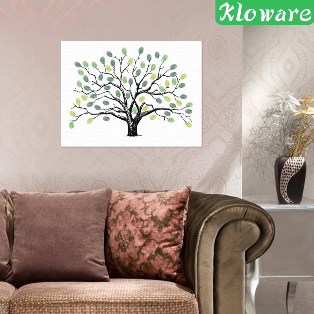 Tranh kí tên bằng dấu vân tay hình cái cây kích thước 12x16 dành cho khách dự tiệc cưới