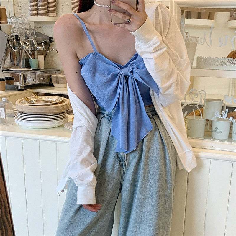 Áo Sát Nách Dệt Kim Phối Nơ Thiết Kế Ôm Sát Tôn Dáng | BigBuy360 - bigbuy360.vn