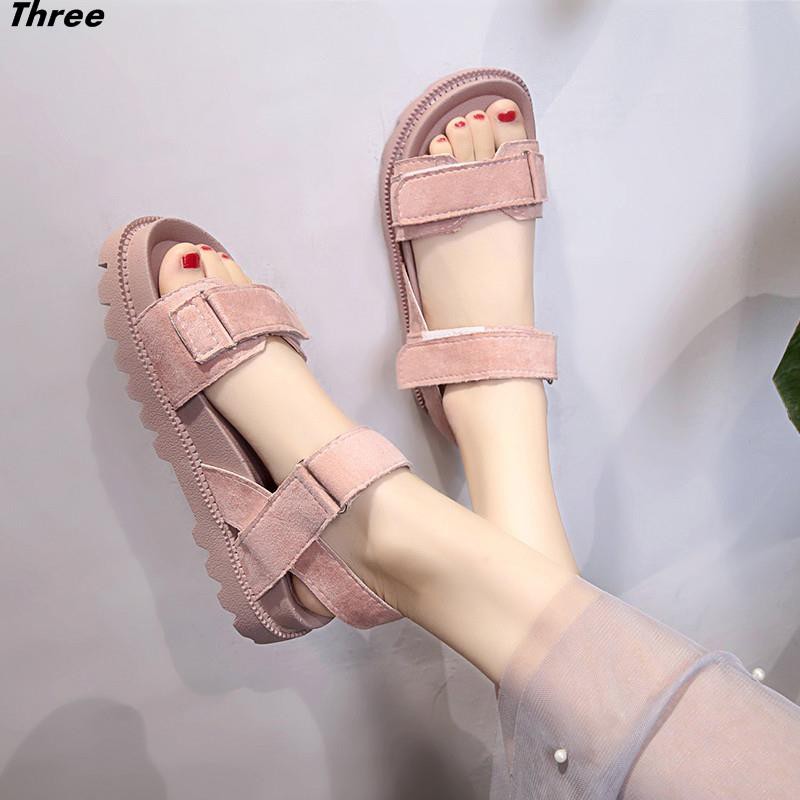 Women's shoes, sandals, Velcro, Roman shoes, female student fashion, summer Roman style, flat bottom, Korean version, all-match