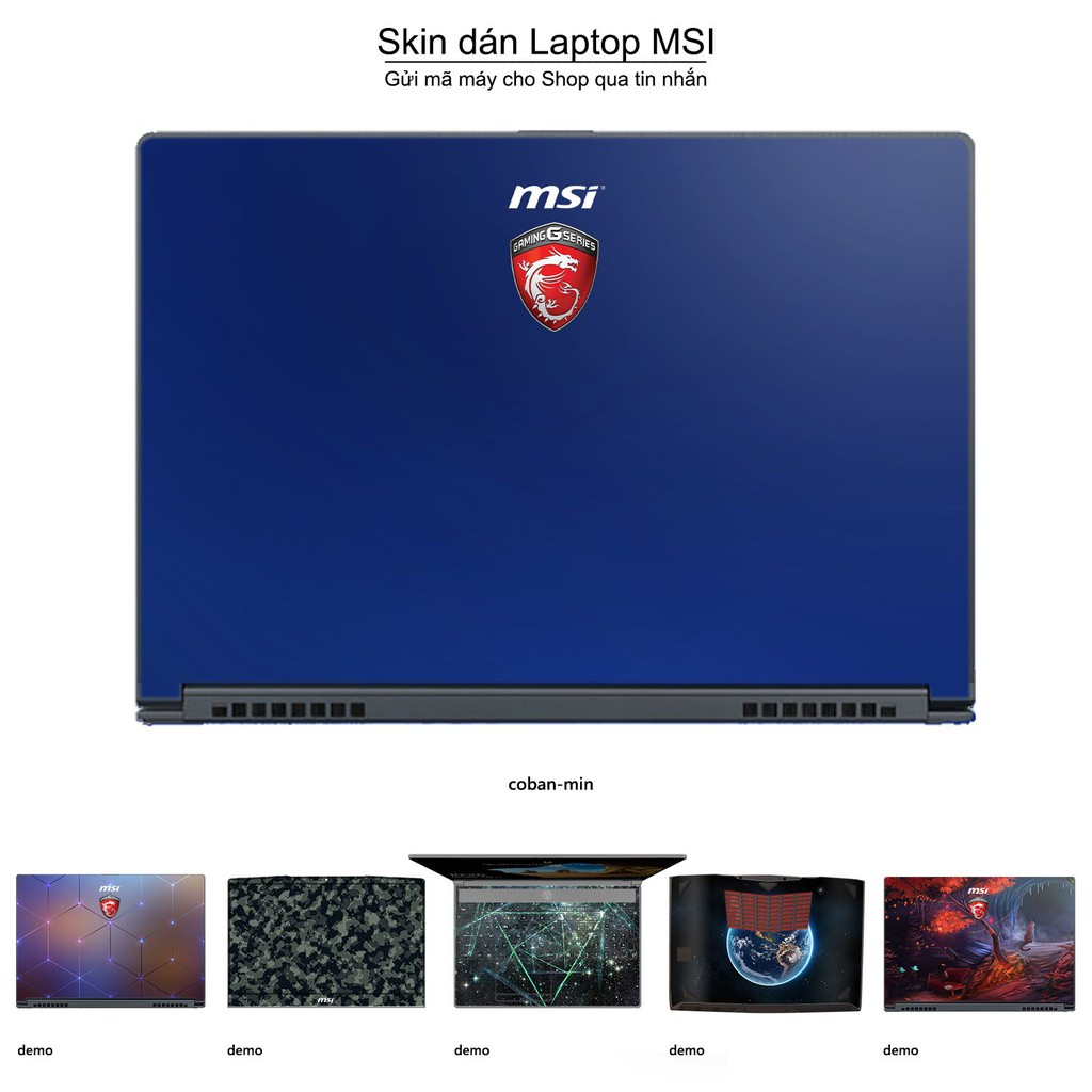 Skin dán Laptop MSI màu xanh dương coban mịn (inbox mã máy cho Shop)