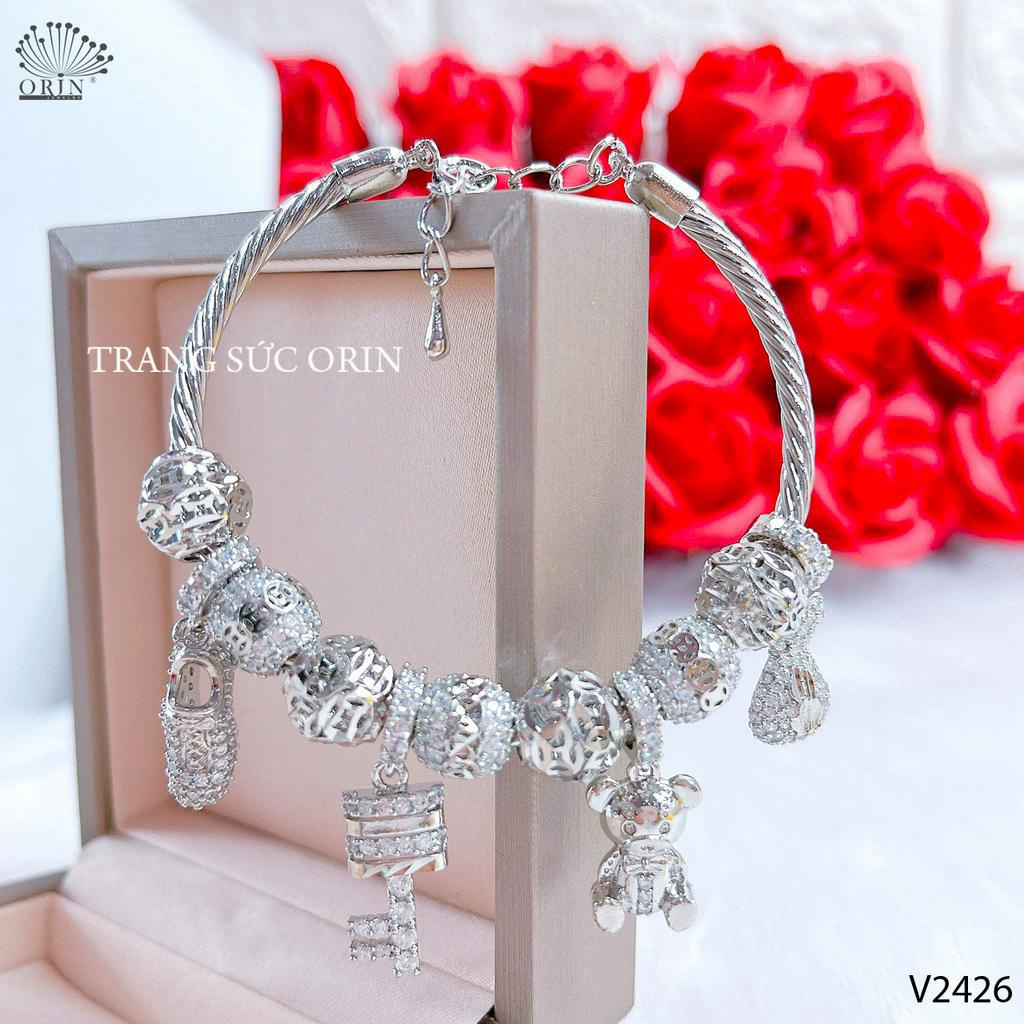 Lắc tay, vòng tay đính charm màu trắng thiết kế cao cấp Orin V2426