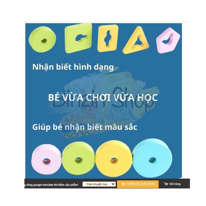 Đồ chơi gỗ thả cọc hình con voi