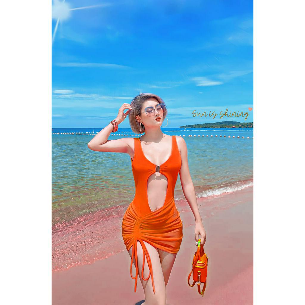 Bikini Đồ Bơi Nữ Set 3 Món, Bộ 1 Mảnh Liền Thân Kèm Chân Váy Dây Rút Nhiều Màu Sang Đẹp Free Size Bin Sports BHV226