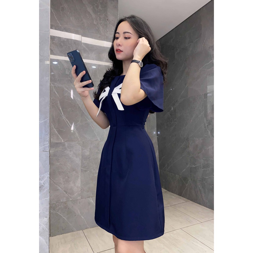 Đầm công sở thiết kế đẹp thời trang dáng chữ a tay ngắn thời trang công sở phù hợp đi làm đi tiệc – Lux W Fashion