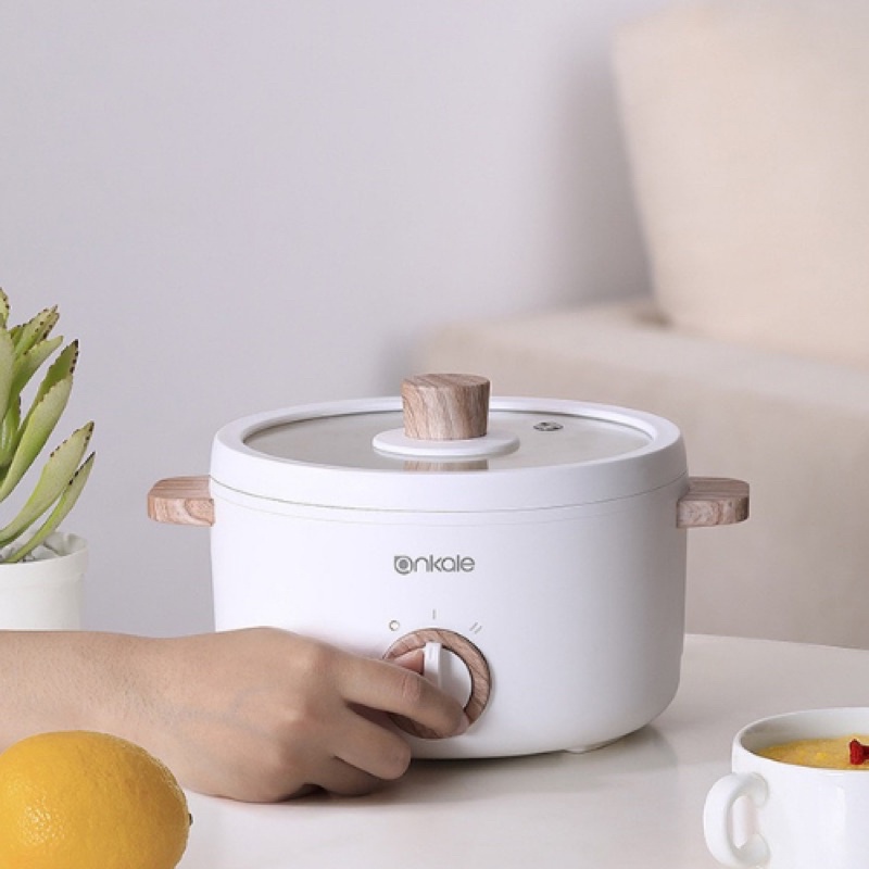 Nồi điện Ankale đa chức năng nồi lẩu điện - Beige Một chút xinh