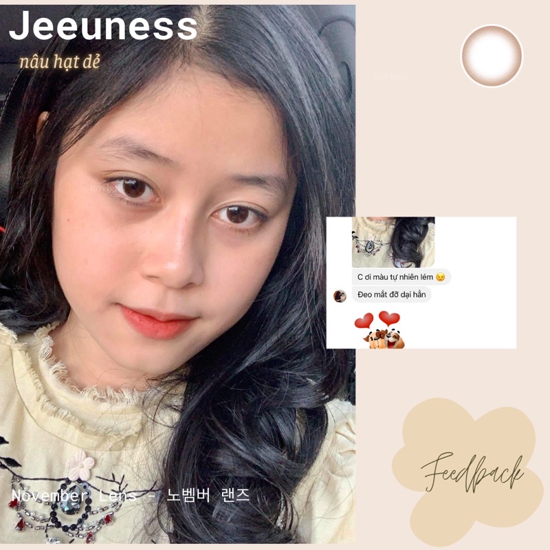 Kính áp tròng nâu hạt dẻ Jeuness Brown Hàn Quốc đi học đi làm