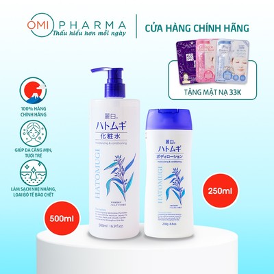 Combo Sữa Tắm Ý Dĩ 800ml Và Sữa Dưỡng Thể Trắng Da 250g Reihaku Hatomugi Nhật Bản