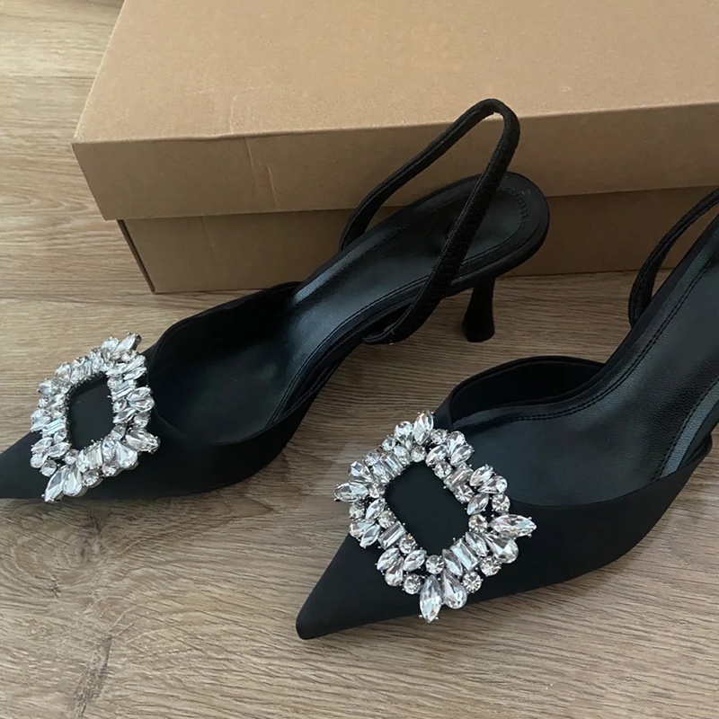 GIÀY MULES MŨI NHỌN ĐÍNH ĐÁ DÁNG SLINGBACK