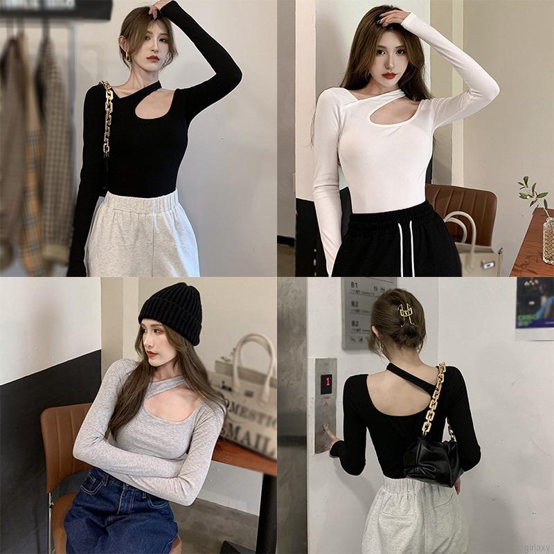 Áo thun nữ tay dài màu sắc trẻ trung quyến rũ