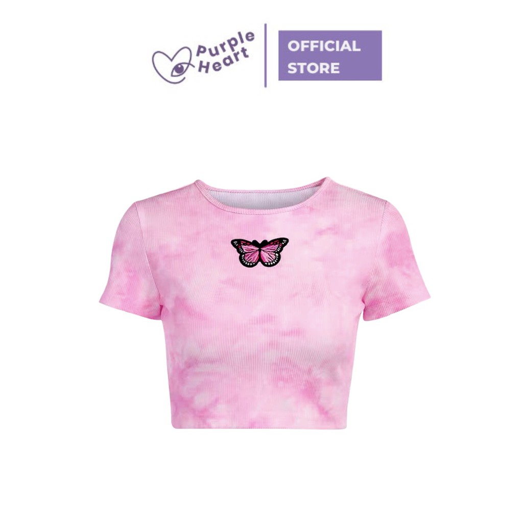 Asher Top - Áo thun croptop loang màu cho nữ Purple heart