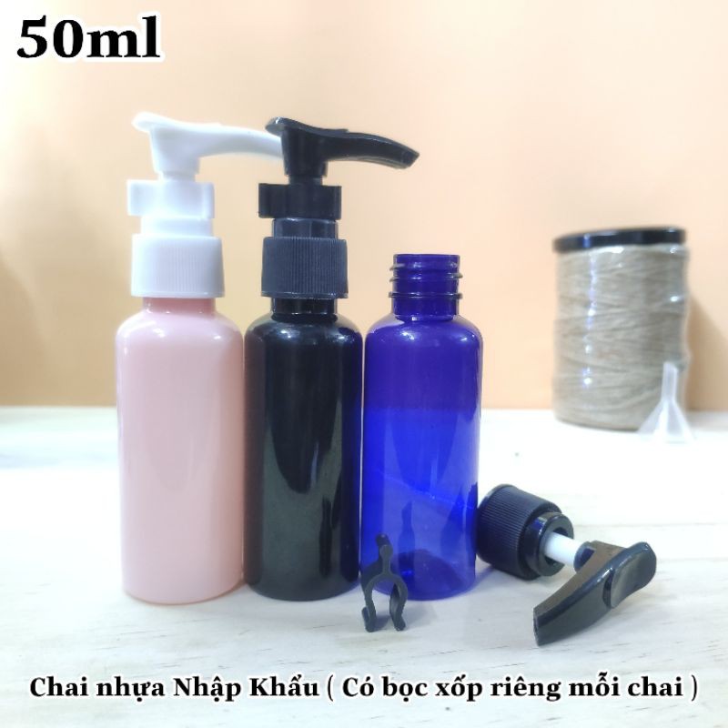 LỌ CHIẾT MỸ PHẨM DẠNG VÒI NHẤN GIỌT có Khóa cài/Nắp Nhọn Xoay 50ml/100ml VỎ BÌNH CHAI NHỰA PET Hồng/Đen/Xanh