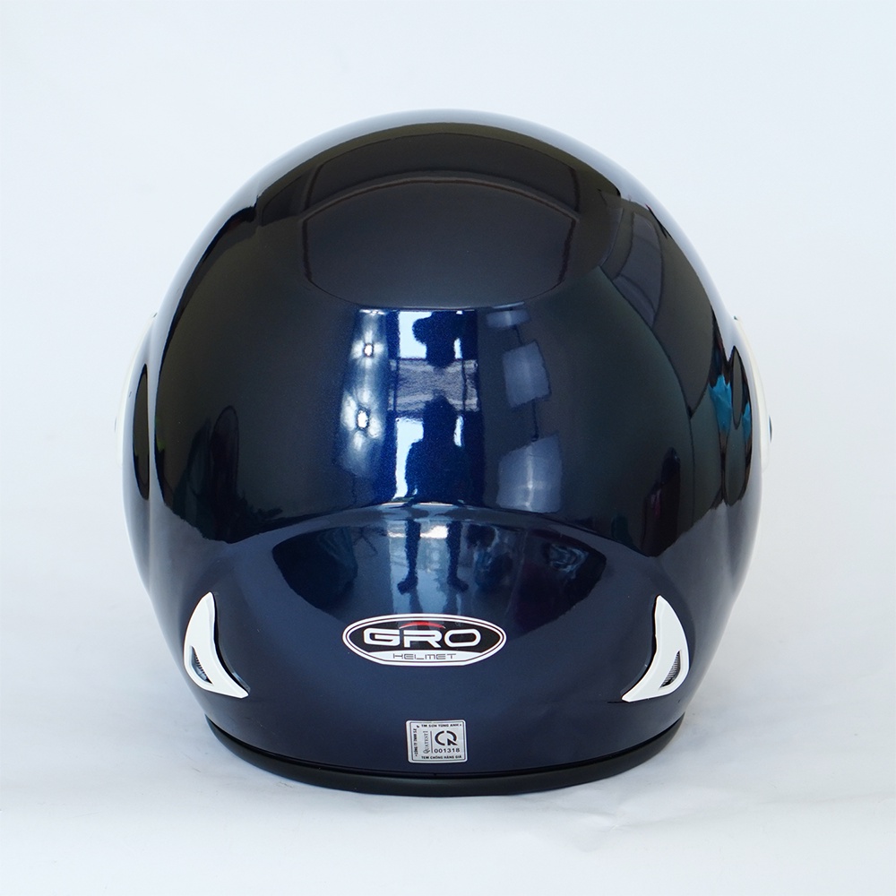 Mũ bảo hiểm cả đầu Gro T318 V2 có kính, nhựa ABS bền đẹp chắc chắn, mút xốp dày dặn thoáng khí - xanh than bóng